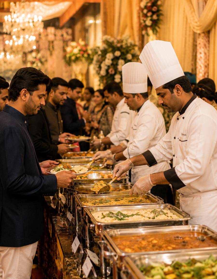Fine dining wedding catering and live counters in Chennai